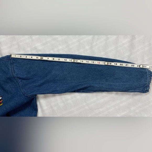 Vintage Chalk Line Mickey Mouse Denim Jacket Medium | Retro Disney Zip Up Size M - Picture 4 of 15